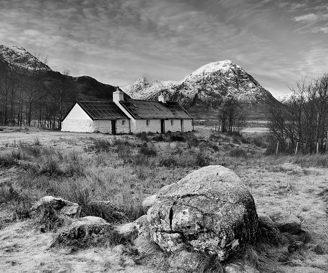 Black and white Black Rock cottage
