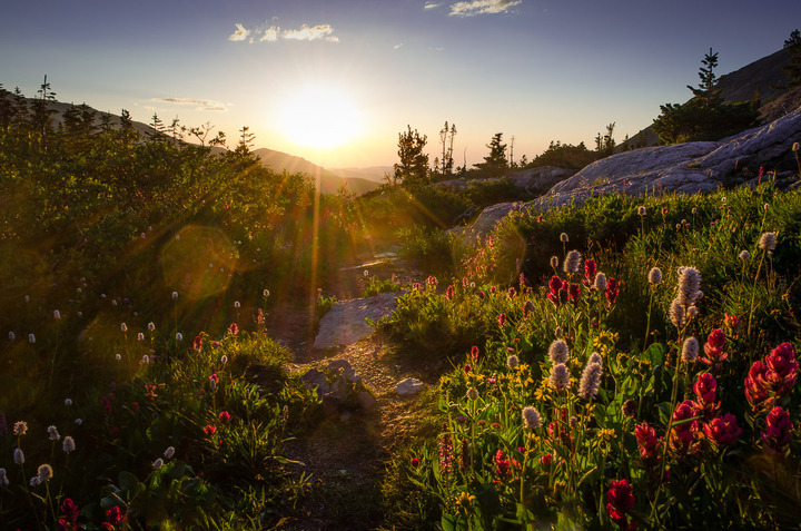 Sunrise below Bluebird Lake in Rocky Mountain National Park