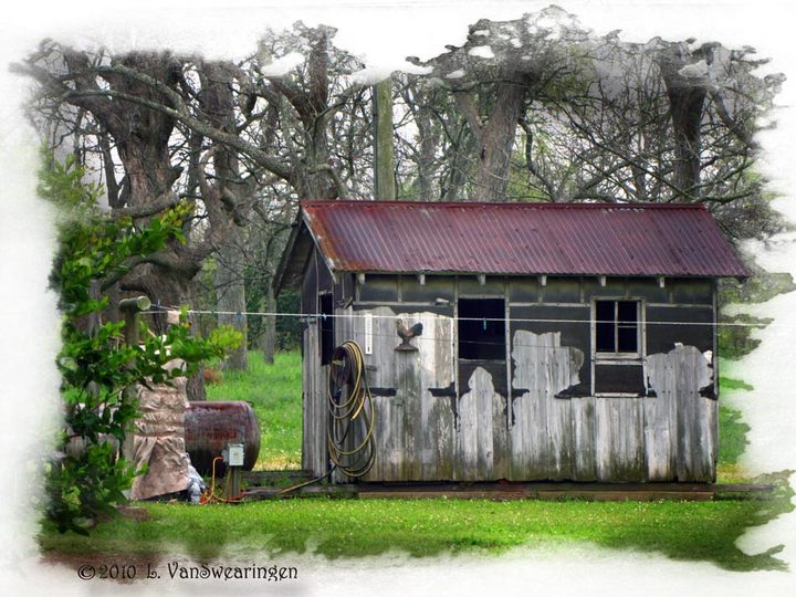 Old decorated  storage shed
