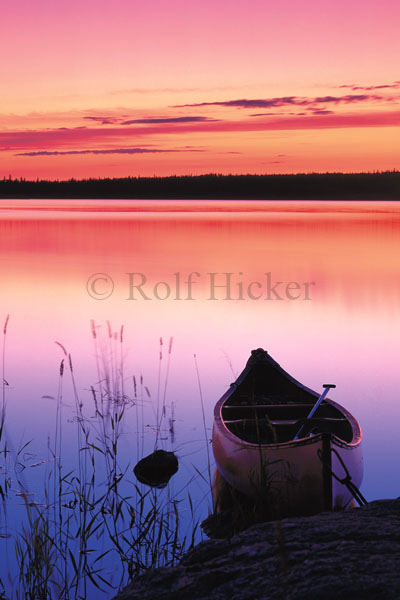 Canoe at sunset