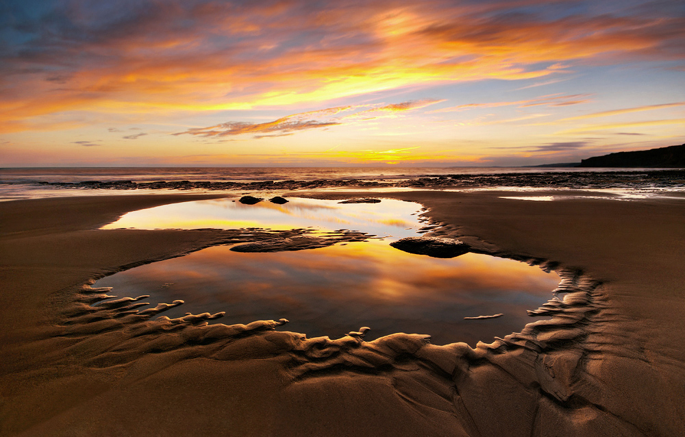 Puddles at sunset + repost