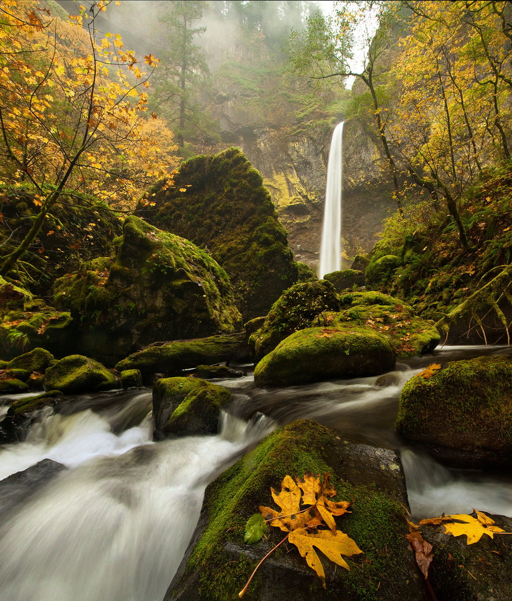 Elowah Falls Rainy Day