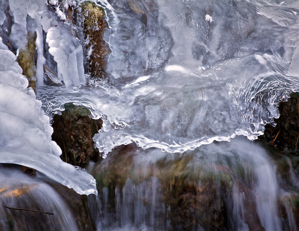 Ice in a stream.