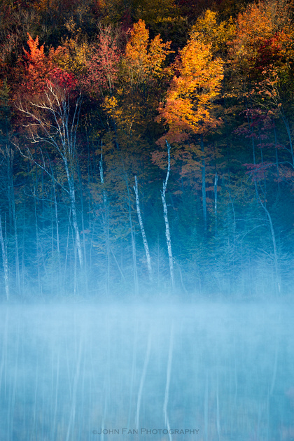 Fire over Misty Lake