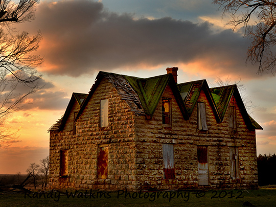 Sunset Over Old Farmhous