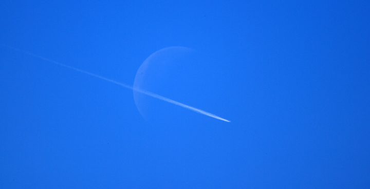Moon and Jet Trail