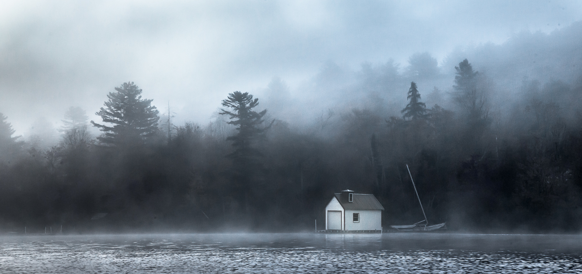 Boathouse in the Mist
