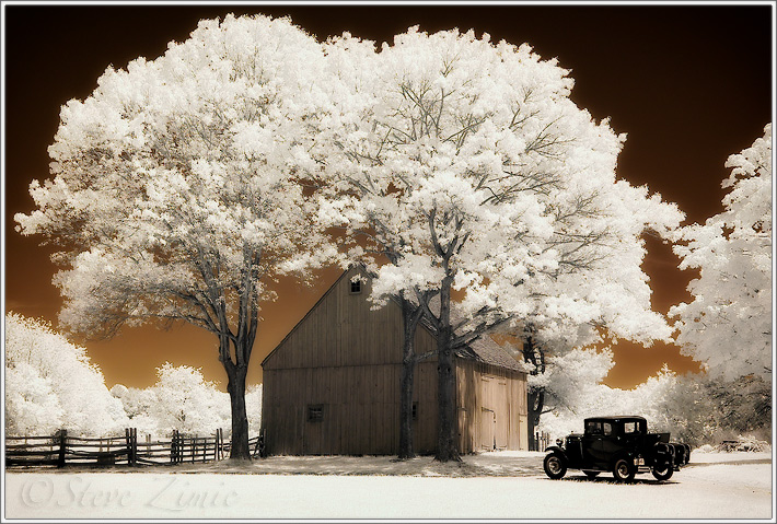 Barn and Model 'T' (Infrared)
